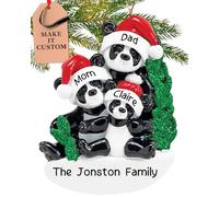 Personalised Family Of 3 Ornament 2025 - Fast & Free 24h Customisation - Christmas Ornaments for Tree - Custom Gift Wrapped Panda Bear Keepsake for Three Persons