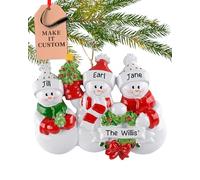 Personalised Family of 3 Ornament 2025 - Fast & Free 24h Customisation - Christmas Ornaments for Tree - Custom Gift Wrapped Snowman Keepsake for Three Persons