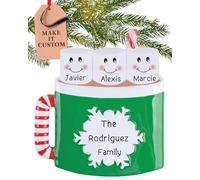 Personalised Family of 3 Ornament 2025 - Fast & Free 24h Customisation - Mug Christmas Ornaments for Tree - Custom Gift Wrapped Hot Cocoa Keepsake for Three Persons