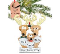 Personalised Family of 3 Ornament 2025 - Fast & Free 24h Customisation - Reindeer Christmas Ornaments for Tree - Custom Gift Wrapped Funny Xmas Keepsake for Three Persons