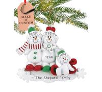 Personalised Family of 3 Ornament 2025 - Fast & Free 24h Customisation - Snowman Christmas Ornament for Tree - Custom Gift Wrapped Sled Keepsake for Three Persons