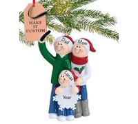 Personalised Family of 3 Selfie Ornament 2025 - Fast & Free 24h Customisation - Christmas Ornaments for Tree - Custom Gift Wrapped Mobile Phone Photo Keepsake for Three Persons