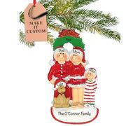 Personalised Family of 3 with Dog Ornament 2025 - Fast & Free 24h Customisation - Christmas Ornaments for Tree - Custom Gift Wrapped Pet Keepsake for Dog-Lovers