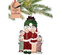Personalised Family Of 5 Ornament 2025 - Fast & Free 24h Customisation - Christmas Ornaments for Tree - Custom Gift Wrapped Santa Hat & Pajamas Keepsake for Five Persons