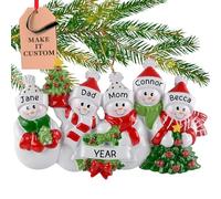 Personalised Family of 5 Ornament 2025 - Fast & Free 24h Customisation - Christmas Ornaments for Tree - Custom Gift Wrapped Snowman Keepsake for Five Persons