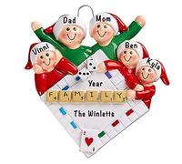 Personalised Family Of 5 Ornament 2025 - Fast & Free 24h Customisation - Game Night Christmas Ornaments for Tree - Custom Gift Wrapped Board Game Keepsake for Five Persons