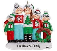 Personalised Family of 5 Ornament 2025 - Fast & Free 24h Customisation - Ugly Sweater Christmas Ornaments for Tree - Custom Gift Wrapped Xmas Keepsake for Five Persons