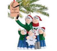 Personalised Family of 5 Selfie Ornament 2025 - Fast & Free 24h Customisation - Christmas Ornaments for Tree - Custom Gift Wrapped Mobile Phone Photo Keepsake for Five Persons