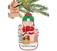 Personalised Family of 5 with Dog Ornament 2025 - Fast & Free 24h Customisation - Christmas Ornaments for Tree - Custom Gift Wrapped Pet Keepsake for Dog-Lovers