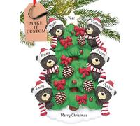 Personalised Family of 6 Ornament 2025 - Fast & Free 24h Customisation - Black Bear Christmas Ornaments for Tree - Custom Gift Wrapped Xmas Keepsake for Six Persons