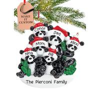 Personalised Family Of 6 Ornament 2025 - Fast & Free 24h Customisation - Christmas Ornaments for Tree - Custom Gift Wrapped Panda Bear Keepsake for Six Persons
