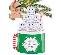Personalised Family of 6 Ornament 2025 - Fast & Free 24h Customisation - Mug Christmas Ornaments for Tree - Custom Gift Wrapped Hot Cocoa Keepsake for Six Persons