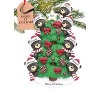 Personalised Family of 7 Ornament 2025 - Fast & Free 24h Customisation - Black Bear Christmas Ornaments for Tree - Custom Gift Wrapped Xmas Keepsake for Seven Persons