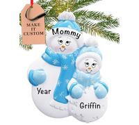 Personalised Family Ornament 2025 - Fast & Free 24h Customisation - Single Parent Christmas Ornaments for Tree - Custom Gift Wrapped Snowman Mummy & Me Keepsake for Mum, Dad, Daughter, Son