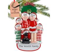 Personalised Family with Dog Ornament 2025 - Fast & Free 24h Customisation - Christmas Ornaments for Tree - Custom Gift Wrapped Black Pet Keepsake for Dog-Lovers (Family of 5)