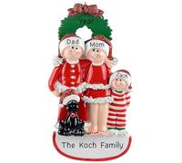 Personalised Family with Dog Ornament 2025 - Fast & Free 24h Customisation - Christmas Ornaments for Tree - Custom Gift Wrapped Black Pet Keepsake for Dog-Lovers (Family of 3)