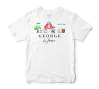 Personalised Farm Animals Kids Birthday T Shirt Boys Girls Custom Name & Age Farming Farmer Top Bday Gift, 3-4 Years, White