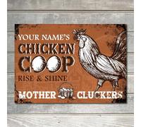 PERSONALISED Farm Chicken Coop Sign Rise & Shine Custom Wall Decor Metal Plaque