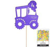 Personalised Farm Tractor Glitter Cake Topper- Bright Blue Any Custom Age & Name Glitter Cake Decoration and Sprinkles - Happy Birthday Decorations - Personalised Toppers for Cakes by Cakeshop