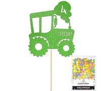 Personalised Farm Tractor Glitter Cake Topper- Green Any Custom Age & Name Glitter Cake Decoration and Sprinkles - Happy Birthday Decorations - Personalised Toppers for Cakes by Cakeshop
