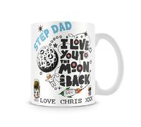 Personalised Father Day Themed Step Dad I Love You to The Moon and Back 11 oz Mug Custom