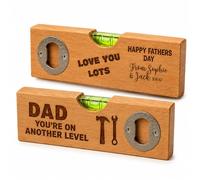 Personalised Father’s Day Gift for Dad - Custom Engraved Spirit Level Bottle Opener - Funny DIY Gift for Dad, Grandad, Stepdad - Personalised Wooden Keepsake