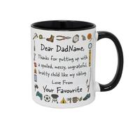 Personalised Father’s Day Mug Dad Birthday Mug - from Your Favourite Funny Ceramic Coffee Mug for Father’s Day - 11oz White Mug - UK Handmade Gift