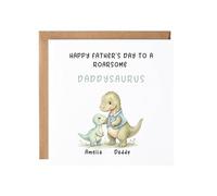 Personalised Fathers Day Card For Daddy - Happy Fathers Day To A Roarsome Daddysaurus - Cute Dinosaur Card For Dad, Him, From Son, From Daughter, From Baby, From Toddler