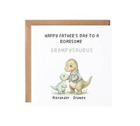 Personalised Fathers Day Card For Grandad - Happy Fathers Day To A Roarsome Grampysaurus - Cute Dinosaur Card For Grampy, Grandpa, Him, From Grandson, From Granddaughter
