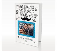Personalised Fathers Day Card Gifts For Dad From Daughter & Son Custom Photo Design With Envelope Presents For Daddy, Grandad - A4, A5, A6 (Super Dad)
