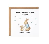 Personalised Fathers Day Card - Happy Fathers Day Daddy - Cute Bunny Rabbit Card For Dad, Daddy, From Baby, From Son, From Daughter, From Kids, From Toddler