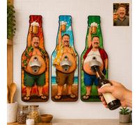 Personalised Father's Day Face Bottle Opener, Custom Photo Funny Poke Dad BOD wall Mounted Bottle Opener, Fathers Day/Birthday Gift for Dad Husband Grandpa from Wife/Son/Daughter/Grandchild (01)