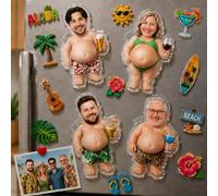 Personalised Father's Day Face Squishy Belly Fridge Magnet - Custom Photo & Text Funny Poke Dad Bod Acrylic Magnet - Fathers Day/Birthday Gift for Dad Husband Grandpa from Wife/Son/Daughter/Grandchild