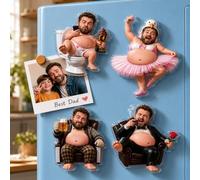 Personalised Father's Day Fridge Magnet, Custom Photo & Text Funny Squishy Belly Fridge Magnets, Dad Gift Squeeze Belly Fridge Decor, Birthday Gift for Dad Husband Grandpa from Wife/Son/Daughter