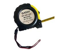 Personalised Father's Day Gift from Daughter Son, Daddy Tape Measure, Keepsake for Him, Christmas Birthday, 5 Metres, Black and Yellow with Custom Message, 7 x 7.5 cm