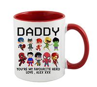 Personalised Father's Day Inspired Daddy You're My Favourite Hero Birthday/Christmas stoking Filler 11 Oz / 15 Oz Ceramic Mug/Cup. (Red Inside and Handle)