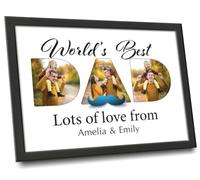 Personalised Father's Day Prints & Framed With DAD Pictures Inside The Letters Gifts For Dad, Grandfather, Birthday, Christmas, Fathers Day Unique Gift (Best Dad)