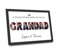 Personalised Father's Day Prints & Framed With DAD Pictures Inside The Letters Gifts For Dad, Grandfather, Birthday, Christmas, Fathers Day Unique Gift (Grandad)