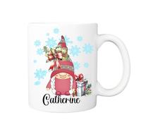 Personalised Female Christmas Gonk Mug - Cute Gnome Hot Chocolate Cup, Xmas Movie Watching Mug, Secret Santa Gift, Stocking Filler, Gonk Lover Present, Christmas Eve Box Idea (Design 3)