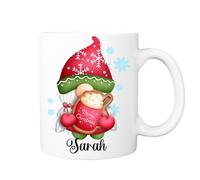Personalised Female Christmas Gonk Mug - Cute Gnome Hot Chocolate Cup, Xmas Movie Watching Mug, Secret Santa Gift, Stocking Filler, Gonk Lover Present, Christmas Eve Box Idea (Design 1)