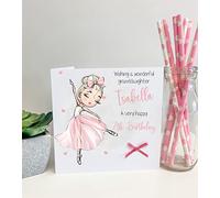 Personalised Female Girl Birthday Card Daughter Granddaughter Niece Sister Ballerina Ballet (Large A5, Blonde Hair)