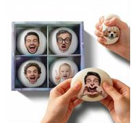 Personalised Fidget Toys, Stress Balls Squishies Relief Toys, Customisable 4 Patterns Printed with Your Photos for Adults Office Workers Leisure, 4Pcs