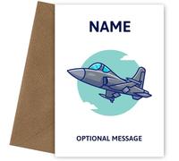 Personalised FIGHTER JET Birthday Card for Boys. Perfect for a Son, Grandson or Nephew on his birthday, Christmas. Greetings Card for him