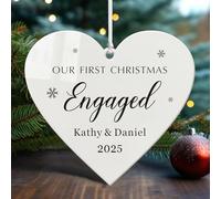 Personalised First Christmas as Mr and Mrs 2025 Tree Decorations 1st Christmas Baubles Gifts Xmas Gifts Custom Christmas Ornaments for Men Married Engaged New Couple Wife (Design 1, Heart)