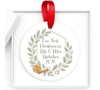 Personalised First Christmas As Mr & Mrs Bauble - Customised First Christmas Ornament Couple - Unique First Christmas Married Tree Decoration - Wedding Keepsake Gift for Newlyweds