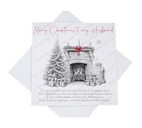 Personalised First Christmas As My Husband Card, Husband Christmas Card, Sketchy Fireplace Card with Poem Verse, Custom Festive Card (Not Personalised)