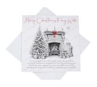 Personalised First Christmas As My Wife Card, Wife Christmas Card, Sketchy Fireplace Card with Poem Verse, Custom Festive Card (Not Personalised)