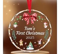 Personalised First Christmas Bauble 2025, 1st Year Xmas Bauble for Newlywed, Custom Christmas Tree Hanging Decoration for Couples Celebrating Their First Xmas Together