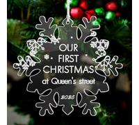 Personalised First Christmas Bauble Engraved Acrylic Xmas Decorations Custom Xmas Tree Ornaments with Any Name Text for Baby Family Home Santa Gift at 2024 (Snowflake)