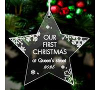 Personalised First Christmas Bauble Engraved Acrylic Xmas Decorations Custom Xmas Tree Ornaments with Any Name Text for Baby Family Home Santa Gift at 2025 (Star)